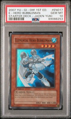 2007 Yugioh Elemental Hero Bubbleman YSDJ-EN017 Super Rare 1st Edition PSA 10-image