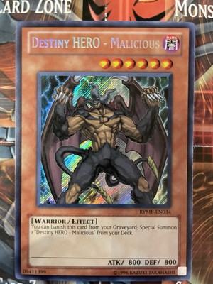 Yugioh Secret Rare Destiny HERO - Malicious RYMP-EN034 Unlimited Edition-image