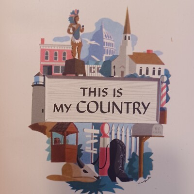 1944 Rand Mcnally, This Is My Country --w pictorial map, leather-image