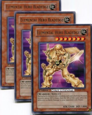 3 X YU-GI-OH ELEMENTAL HERO BLADEDGE 1ST ED SILVER RARE MINT DP03-EN002-image
