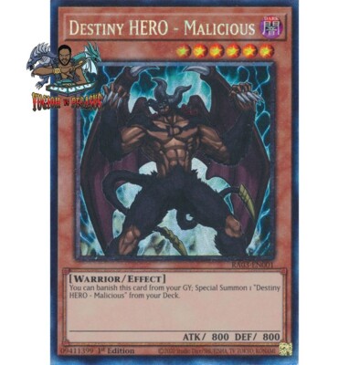 Yugioh! 1x Destiny HERO - Malicious RA03-EN001 Collector's Rare 1st Ed NM-image
