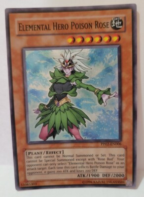 YUGIOH ELEMENTAL HERO POISON ROSE PP02-EN006 SUPER LIGHT PLAYED-image