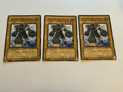 3x  Elemental Hero Clayman - YSDJ-EN007 Yugioh Yu Gi Oh! 3 x3 Playset 1st -image