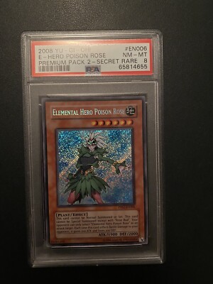 PSA 8 NM-MT Elemental Hero Poison Rose PP02-EN006 Secret Rare VARIANT!!! LOW POP-image