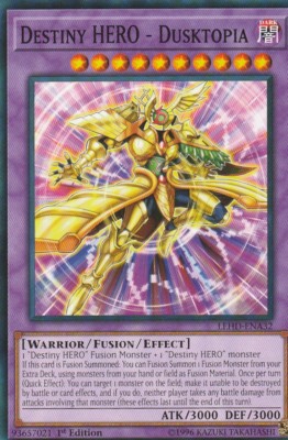 YUGIOH CARD DESTINY HERO DUSKTOPIA LEHD-ENA32 1ST EDITION-image