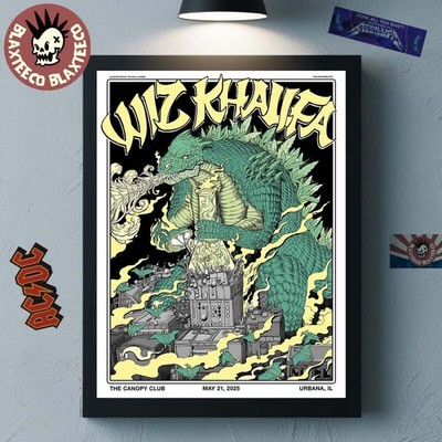 Wiz Khalifa Urbana May 21 2025 Godzilla Weed Canopy Club Poster Print-image