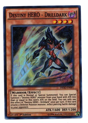 Yu-Gi-Oh Card: Destiny HERO Drilldark DESO-EN001 Super Rare 1st Edition! NM-image