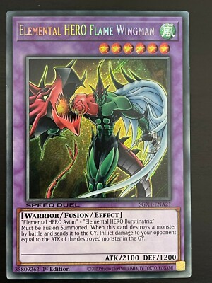 Elemental HERO Flame Wingman SGX1-ENA21 Secret Rare Yugioh -image
