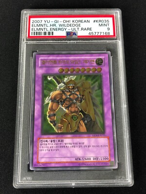 YUGIOH ELEMENTAL HERO WILDEDGE EEN-KR035 ULTIMATE RARE PSA 9 GRADED-image