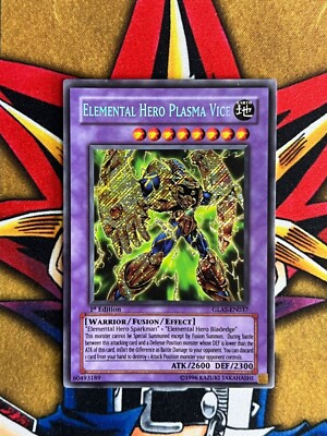 GLAS-EN037 Elemental Hero Plasma Vice Secret Rare 1st Edition MP Yugioh Card-image