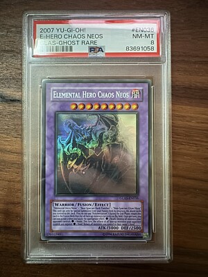 PSA 8 NM-MT - Elemental Hero Chaos Neos GLAS-EN036 1st Edition Ghost Rare YuGiOh-image