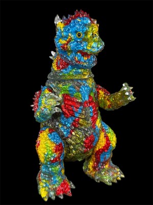 2025 FRISBEE TOY 6.5” INTERNAL PAINT MONSTER Godzilla Art Toy Soft Vinyl #8/15-image
