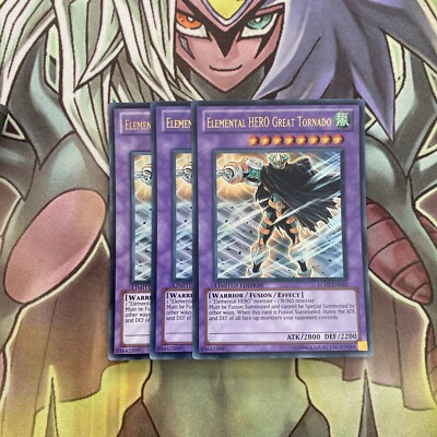 LC02-EN010 x3 Elemental HERO Great Tornado Ultra Excellent Condition Yugioh -image