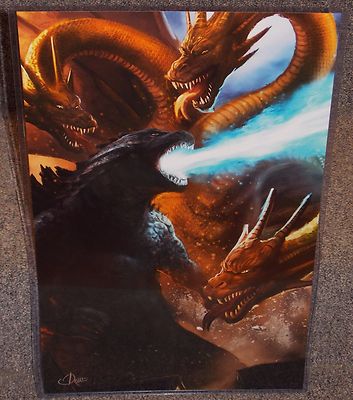 Godzilla vs King Ghidorah Glossy Art Print 11 x 17 In Hard Plastic Sleeve-image