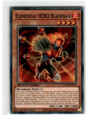 Yu-Gi-Oh! Speed Duel Elemental Hero Blazeman Common SGX2-ENA11 Moderately Played-image