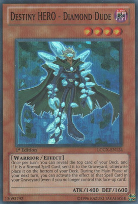 Near Mint x 1 Destiny HERO - Diamond Dude - LCGX-EN124 - Super Rare - 1st Editio-image