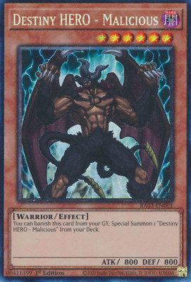 1X NM Destiny HERO - Malicious - RA03-EN001 - Collector's Rare 1st Edition-image