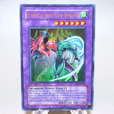 Yu-Gi-Oh Elemental HERO Flame Wingman TLM-AE035 1st Edition Asian English k618-image