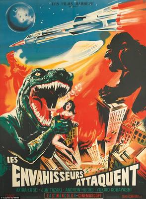 King Kong Godzilla VINTAGE HORROR MOVIE QUALITY *FRAMED* CANVAS ART 18x12