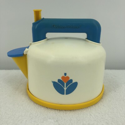 Vintage Fisher Price FUN WITH FOOD 1987 WHISTLING Tea Kettle Teapot WORKS #2113-image