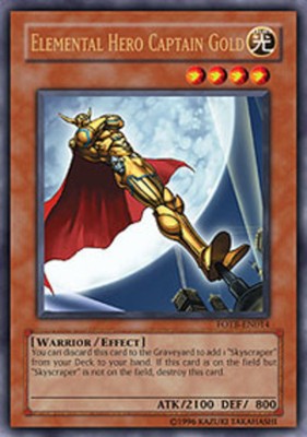 Moderate Play x 1 Elemental Hero Captain Gold - FOTB-EN014 - Ultra Rare - Unlimi-image