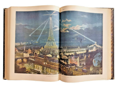 Huge 1900 Paris Exposition 3 Volumes Leather Gilt Maps Illustrated Rare - Z8-image