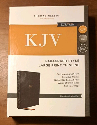 KJV Paragraph-Style Large Print Thinline Bible- Red Letter-Maps-Leather Cover-image