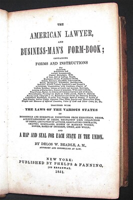 Am. Lawyer & Business-Man’s FormBook by Delos W. Beadle w/32 Maps 1851 1stEd-image