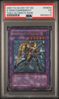 Yugioh Elemental Hero Darkbright TAEV-EN042 Ultimate Rare 1st Edition PSA 5-image