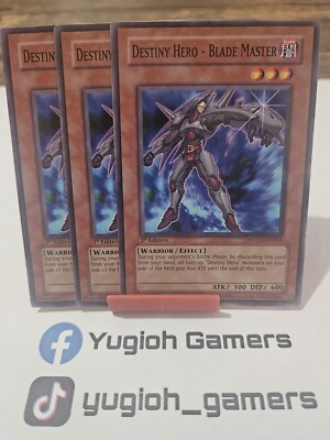 Yu-Gi-Oh Destiny Hero Blade Master X3 POTD  1st Edition Common Light Played -image