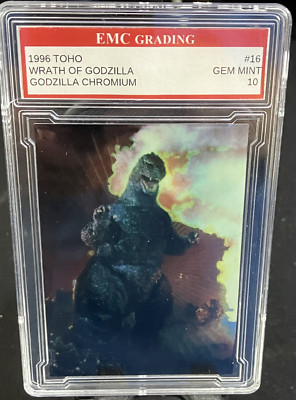 GODZILLA  1996 CHROMIUM AMADA King of Monsters #16 Graded 10 MINT SUPER COOL!-image