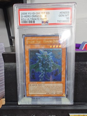 Yu-Gi-Oh! 2006 Destiny Hero Diamond Dude EOJ-EN003 1st Ed. Ultimate Rare PSA 10-image