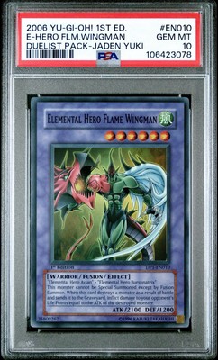 Yu-Gi-Oh! E-Hero Hero Flame Wingman Duelist Jaden Yuki 1st Ed DP1-EN010 PSA 10-image