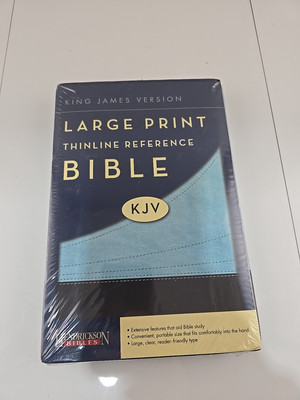 Kjv Bible Thinline Large Print Reference Chocolate Blue Imitation Leather gift-image