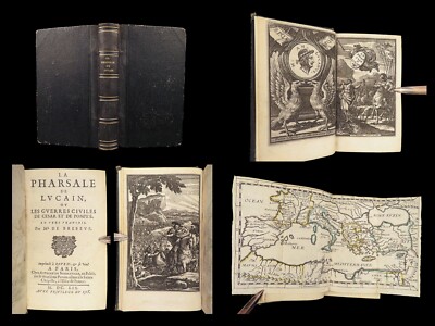 1659 Lucan PHARSALIA Julius Caesar Civil War Pompey Rome French Illustrated MAP-image