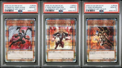 PSA 10 E-HERO Burstina Trix / Avian / Sparkman set of 3 Alternate Art YuGiOh JPN-image